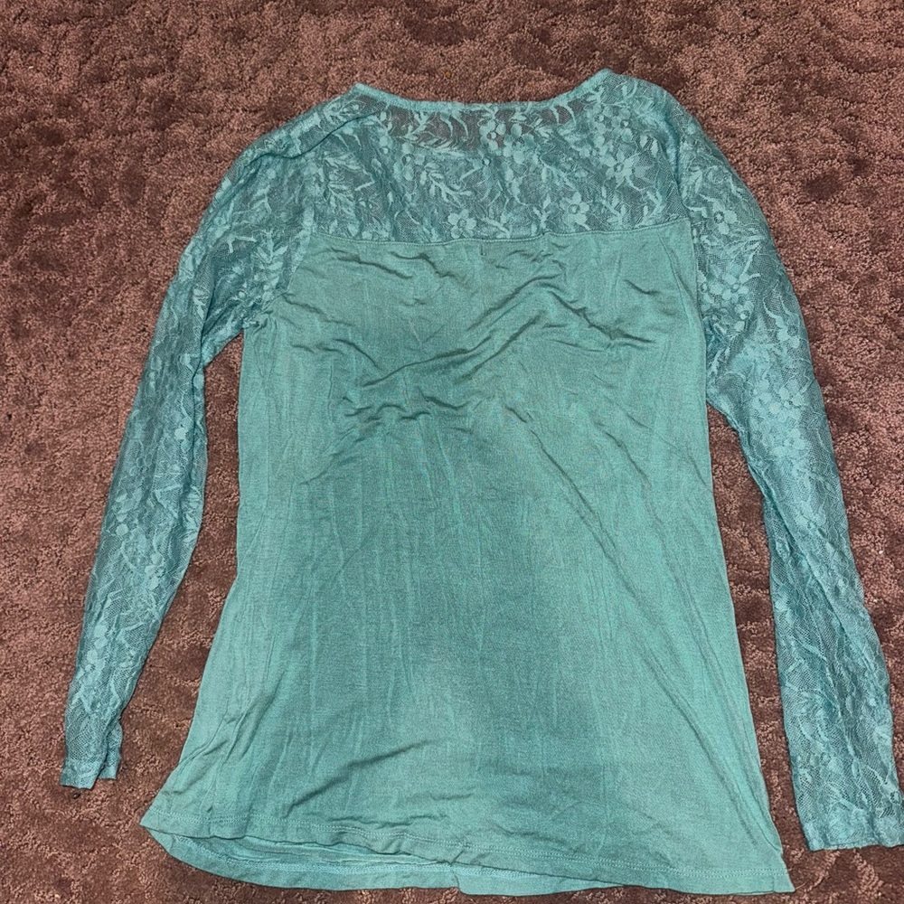 Elegant Teal Lace Women's Top
